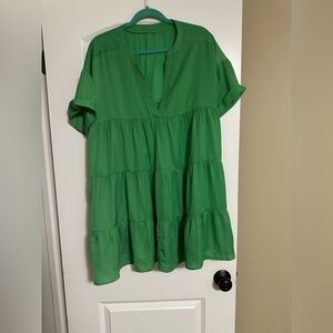 Vibrant Green Tiered Dress